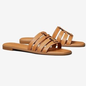 Tory Burch Ines Slide Leather Sandals in Camello-Size 7.5-Excellent Condition!